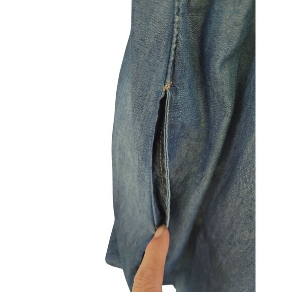 Sleeveless Denim Button-Up Shirt By JW Signature  Medium  100% Cotton  Distresse - Picture 3 of 12